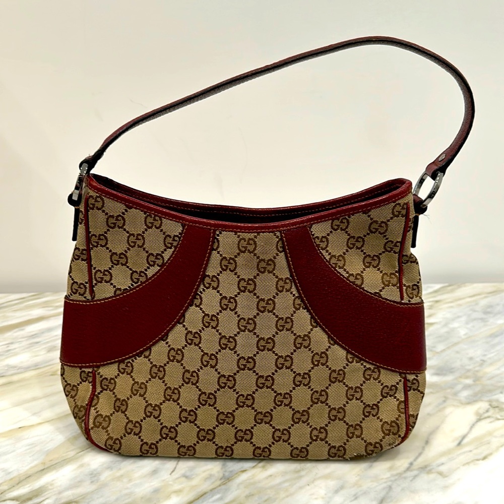 GUCCI HANDBAG NEAUTRAL/WINE **AUTHENTIC**
